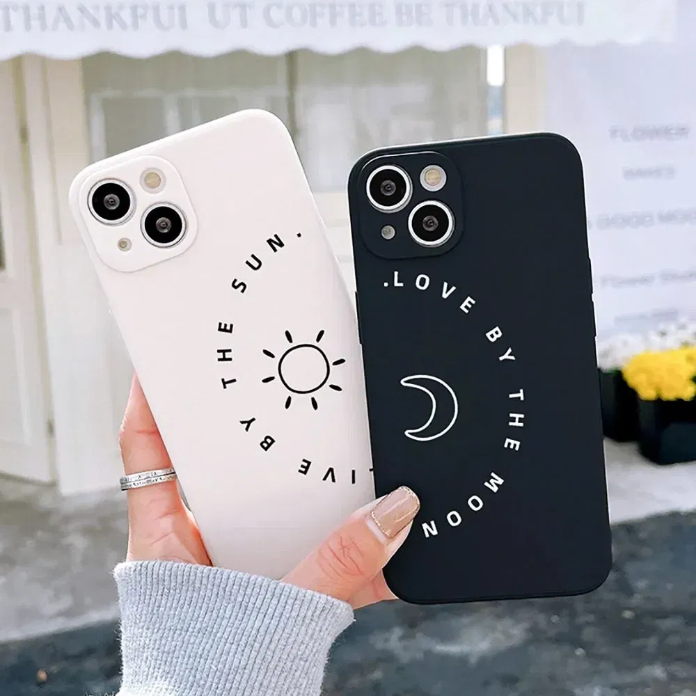 Color: black, Material: Nylon - Couple Black and White Love Sun Moon Case For Samsung Galaxy S10 S20 S21 S22 S23 S24 FE Plus Ultra Note 20 Silicone Phone Case