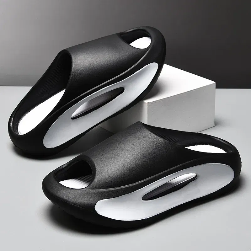 Color: black, Shoe Size: 38 - Sandals Men Summer Fashion Non-slip Wear-resistant Thick Soles to Increase the Sense of Men's Beach Sandals Womens Home Slipper