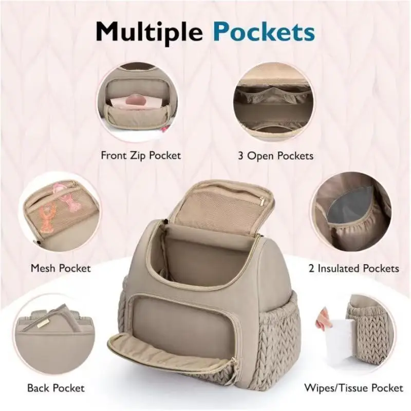 Cross-Border Diaper Bag Multifunctional Mother And Baby Out of Fashion Mom Bag Large Capacity Backpack Baby Stroller Hanging Bag