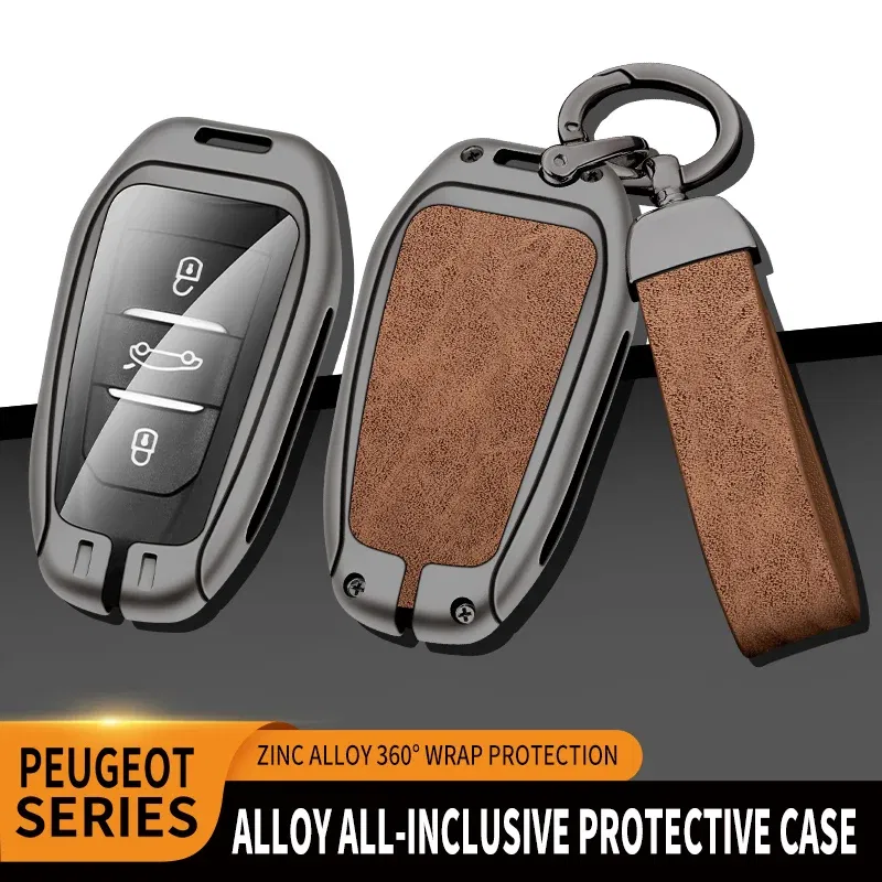 Color Name: Blue - Car Metal Key Case Cover Shell Fob For Peugeot 308 408 508 2008 3008 4008 5008 For Citroen C4 C6 C3-XR key chain Accessories