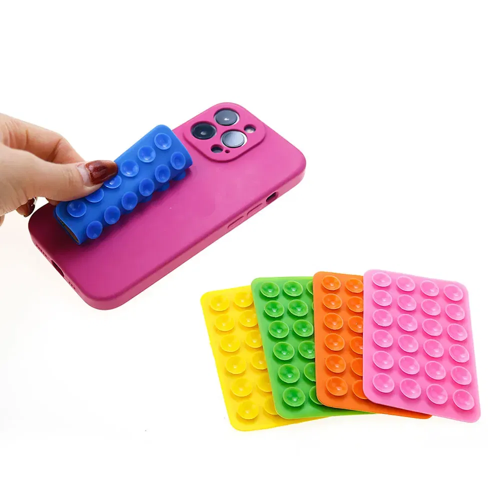 Color: light green - Silicone World Square Silicone Mobile Phone Fixing Suction Cup Car Mounted Bracket Phone Case Universal Anti Slip Suction Cup