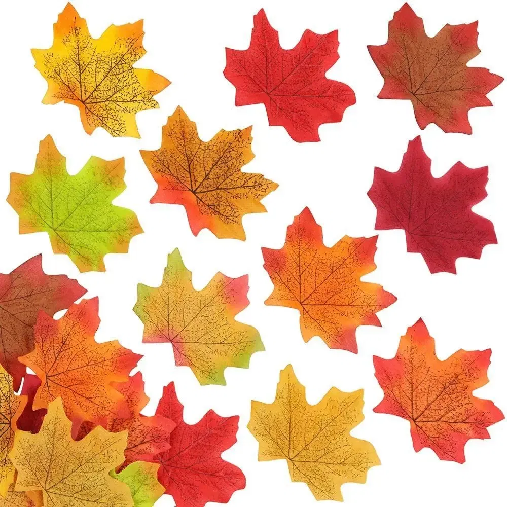 Color: Rose Red - Artificial Maple Leaves Silk Fake Autumn Leaves Diy Handmade Leaf Fall Wedding Decoration Thanksgiving Christmas