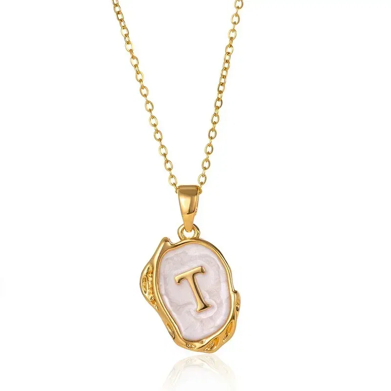 Metal Color: Black Zinc Plated, Length: 40cm - Y2K Stainless Steels Drip Oil 26 Letter Necklaces for Women Men Alphabet A-Z Initials Pendant Necklace Aesthetic Jewelry Gift