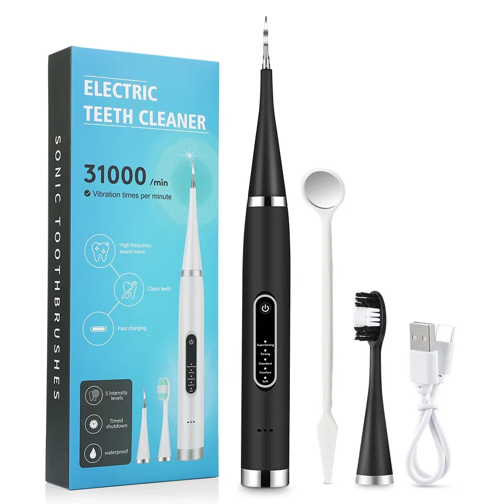 Color: Yellow - Electric Teeth Cleaner Dental Scaling Tooth Whitening and Cleaning Device IPX6 Waterproof Stains Remover Oral Care USB Charging