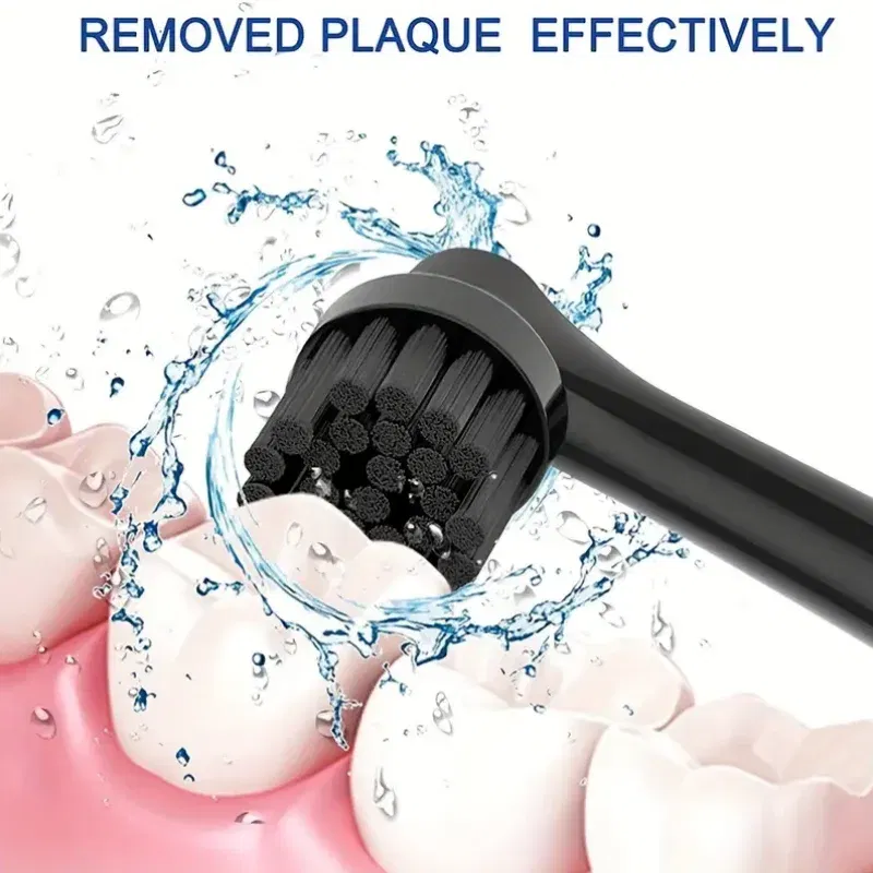 Color: Blue - Bamboo Charcoal Bristles Replacement Brush Heads For Oral B Electric Toothbrush Efficient Tooth Cleaning SB-17A Black Brush Head