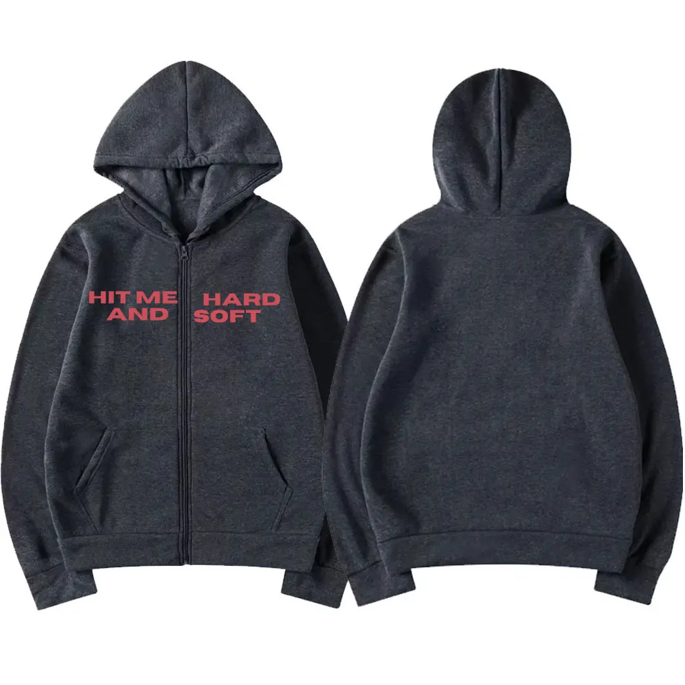 Color: Brown, Size: XXXL - Hit Me Hard and Soft 2025 Tour Zipper Hoodies Fans Gift Men Women Clothing Pullovers Fashion Hip Hop Zip Up Sweatshirts Jackets