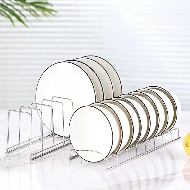 Color: DEEP BLUE - Kitchen Bowl Dish Organizer Stainless Steel Dish Holder Home Cutlery Dishes Pot Lid Rack Household Dish Rack Kitchen Accessories