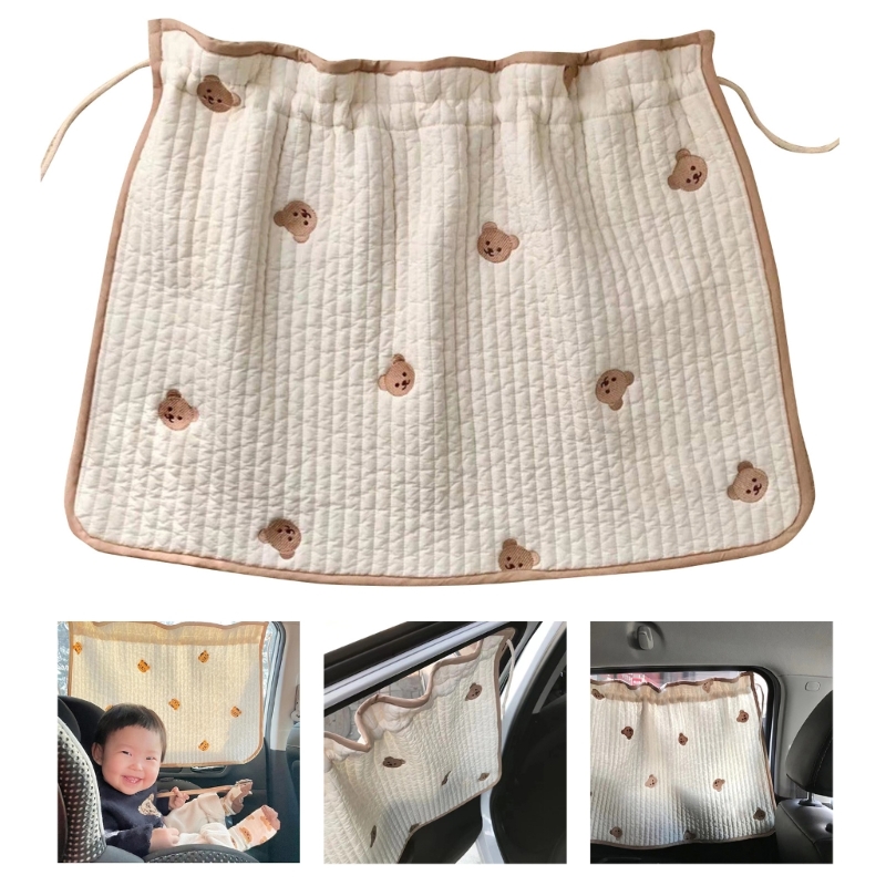 Color: Brown - Car Sunshade Curtain Cute Cartoon Side Window  Block Cover  Shade UV Protection for Kid Baby- Infant Toddler Drop shipping