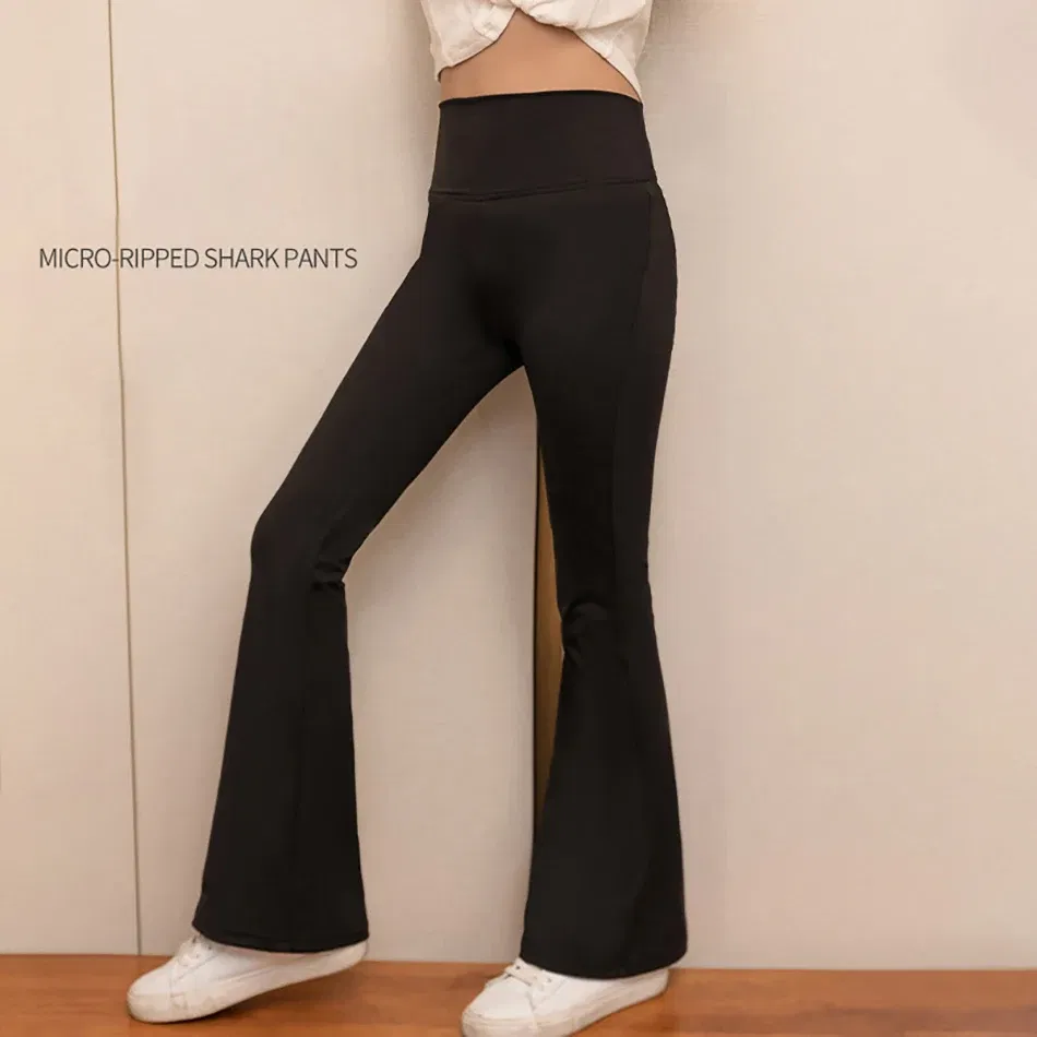 Color: Brown, Size: 116 - Stylish Children High Waisted Slimming Comfortable Bootcut Leggings Suitable Girls Spring and Autumn Wardrobe with Flared Edge