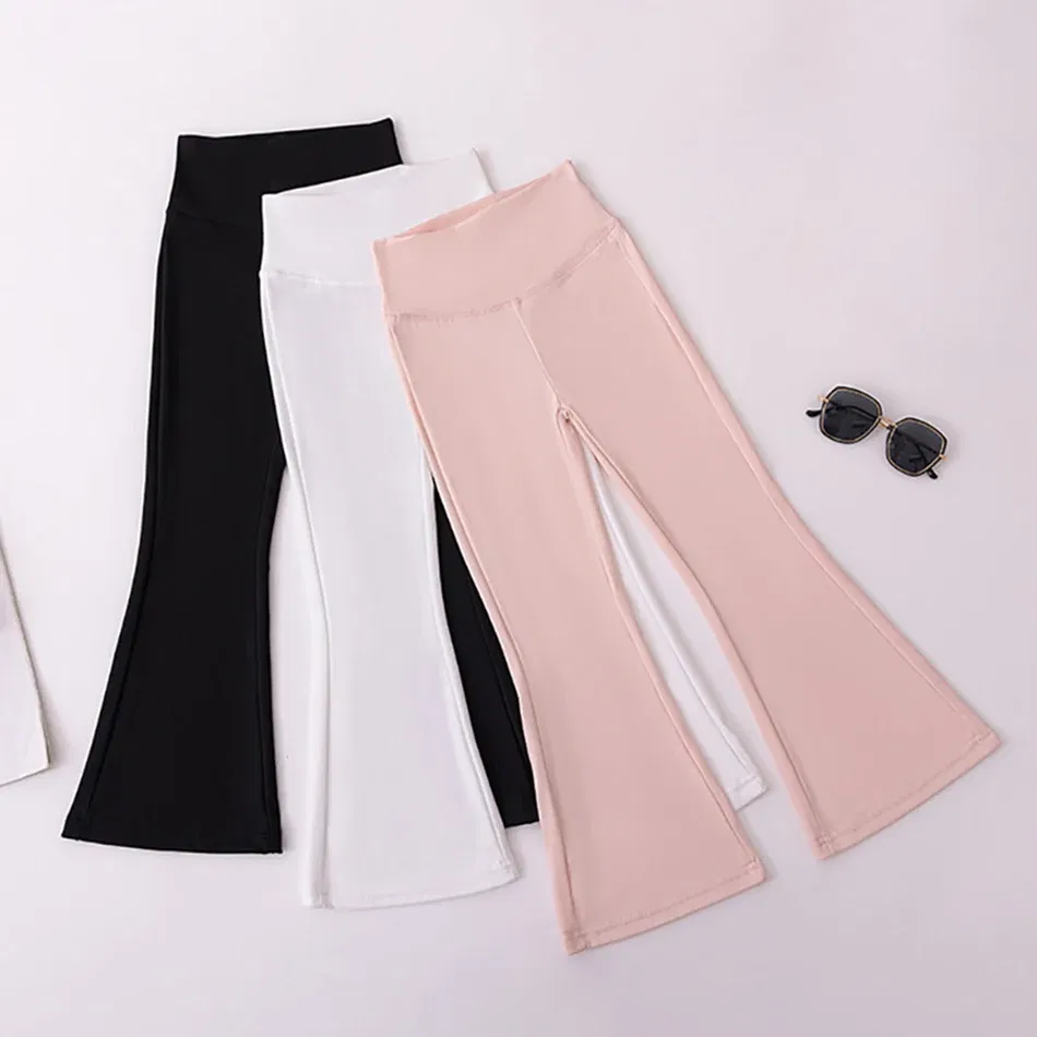 Color: Brown, Size: 116 - Stylish Children High Waisted Slimming Comfortable Bootcut Leggings Suitable Girls Spring and Autumn Wardrobe with Flared Edge
