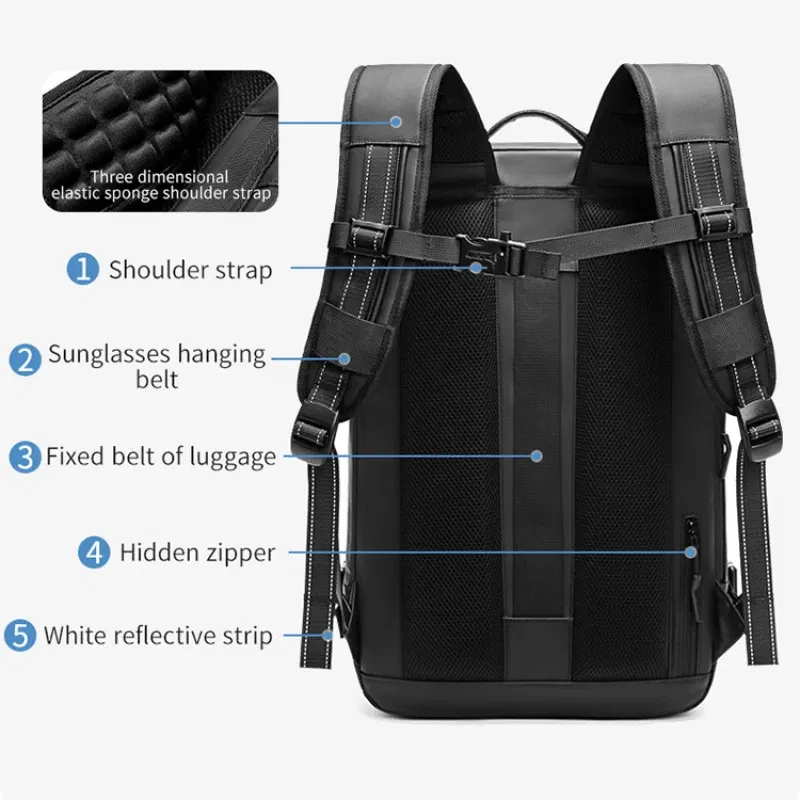 Color: Chocolate - Airback Vacuum Compression Backpack with Vacuum Pump 60L Expandable Travel Backpack for Men Women Airline Approved Business Bag