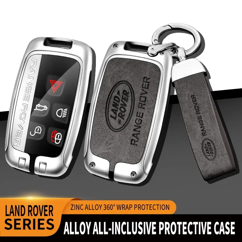 Color Name: WHITE - Car Zine Alloy Key Case For Land Rover Range Rover Discovery Evoque Velar Freelander Defender Key Chain Shell Car Metal key Bag