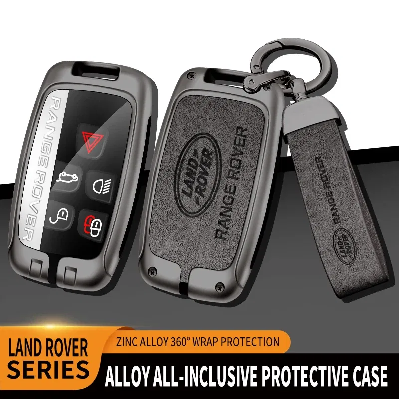 Color Name: WHITE - Car Zine Alloy Key Case For Land Rover Range Rover Discovery Evoque Velar Freelander Defender Key Chain Shell Car Metal key Bag