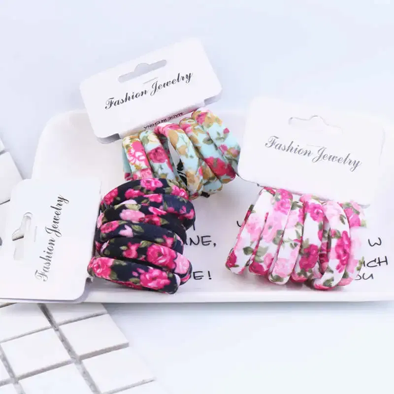 Color: Dark Grey, Ships From: CHINA - 6PCS/Sett Cute Girls Elastic Hair Bands Scrunchies Ponytail Holder Rubber Bands Hair Ties Sweet Kids Hair Rope Hair Accessories