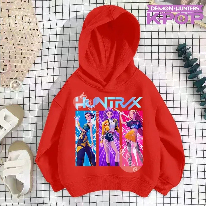 Color: Brown, Kid Size: 140 - 2025 KPop Demon Hunters Hoodie Fashion Rumi Sweatshirt Pullover Cute Long Sleeve Autumn Boys Girls Cartoon Y2K Hoody Sportswear