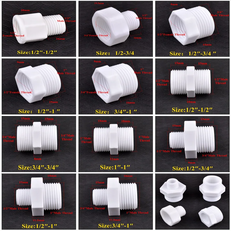 Color: Gold, Diameter: 1/2'' - 1~20pcs 1/2" 3/4" 1" Male/Female Thread Bushing Connector Equal/Reducer Nipple Joint Aquarium? Tank Garden Water Pipe Connector