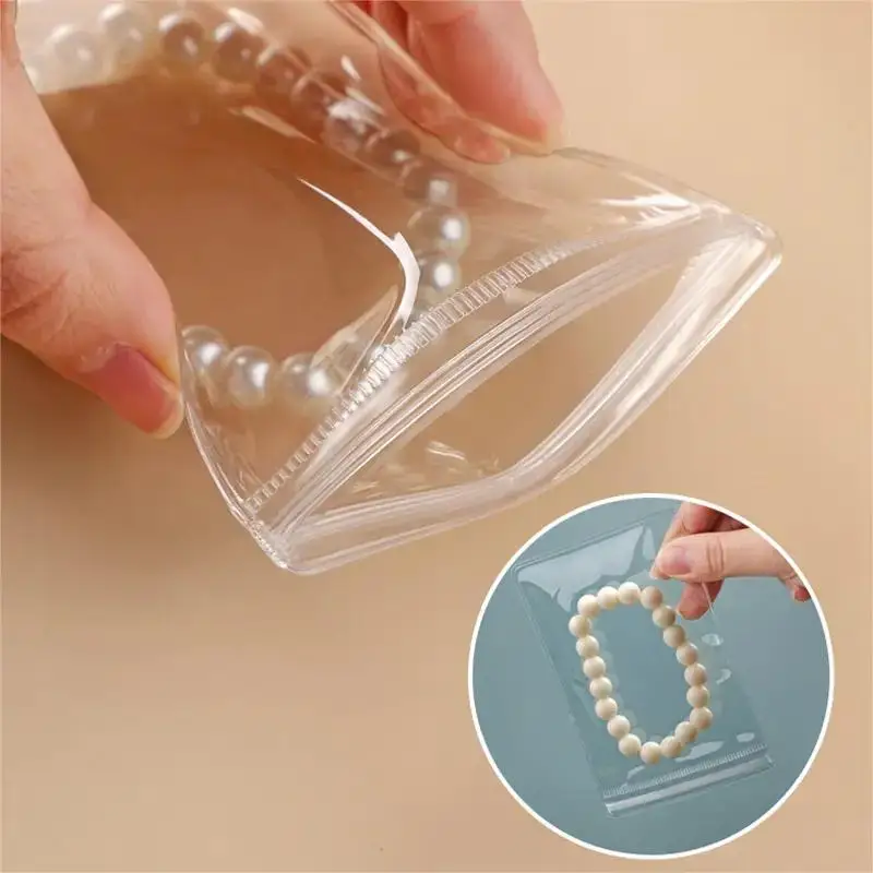 Color: green, Size: S - 20/50/100 PVC transparent zipper bags, dust-proof and anti-oxidation pockets, used for packaging small jewelry items