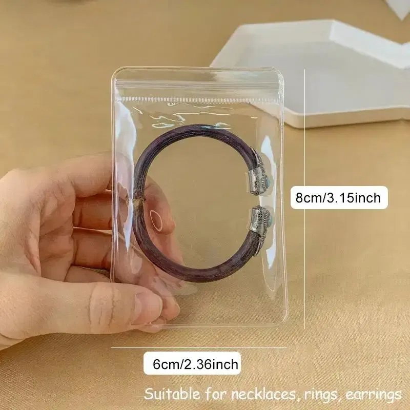 Color: green, Size: S - 20/50/100 PVC transparent zipper bags, dust-proof and anti-oxidation pockets, used for packaging small jewelry items