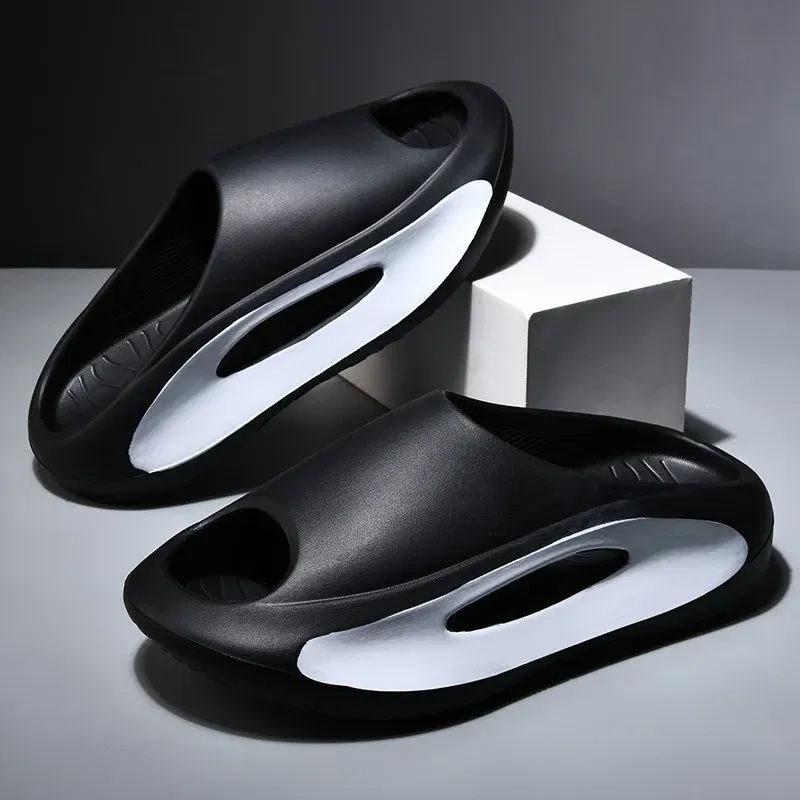 Color: black, Shoe Size: 35.5 - Men's Sandal Slippers New Summer Sneaker Slippers Men Thick Bottom Platform Slides Soft Eva Slippers Casual Beach Shoes