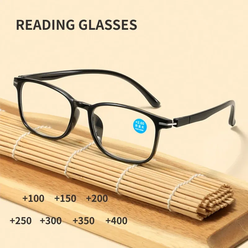 Eye Prescription: +350, Frame Color: black - New Anti Blue Light Reading Glasses Fashion Presbyopic Eyewear Men Women Sauqre Ultralight Hyperopia Eyeglasses +100 To +400