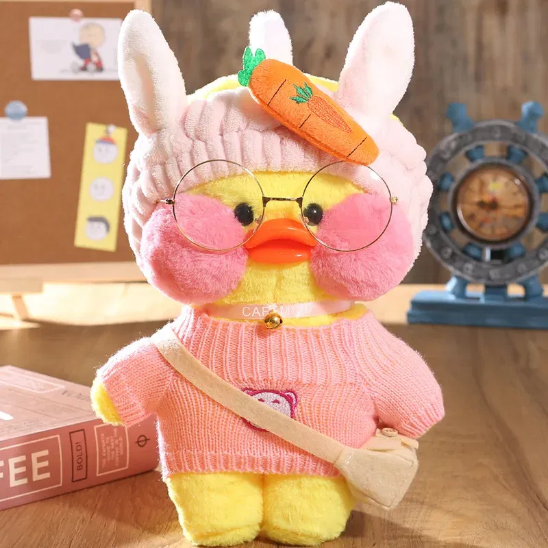 Color: Watermelon red, Height: 11cm-30cm - 30cm Cute LaLafanfan Cafe Duck Plush Toy Kawaii LaLafanfan Duck Doll Soft Stuffed Animal Plush Pillow Birthday Gifts for Kids