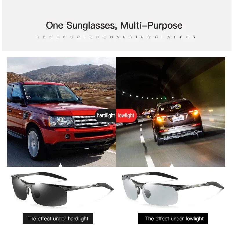 Lenses Color: Yellow, Frame Color: Red - Myopia Photochromic Sunglasses Diopter Polarized Driving Goggle Men Chameleon Change Color transition Prescription Sun Glasses