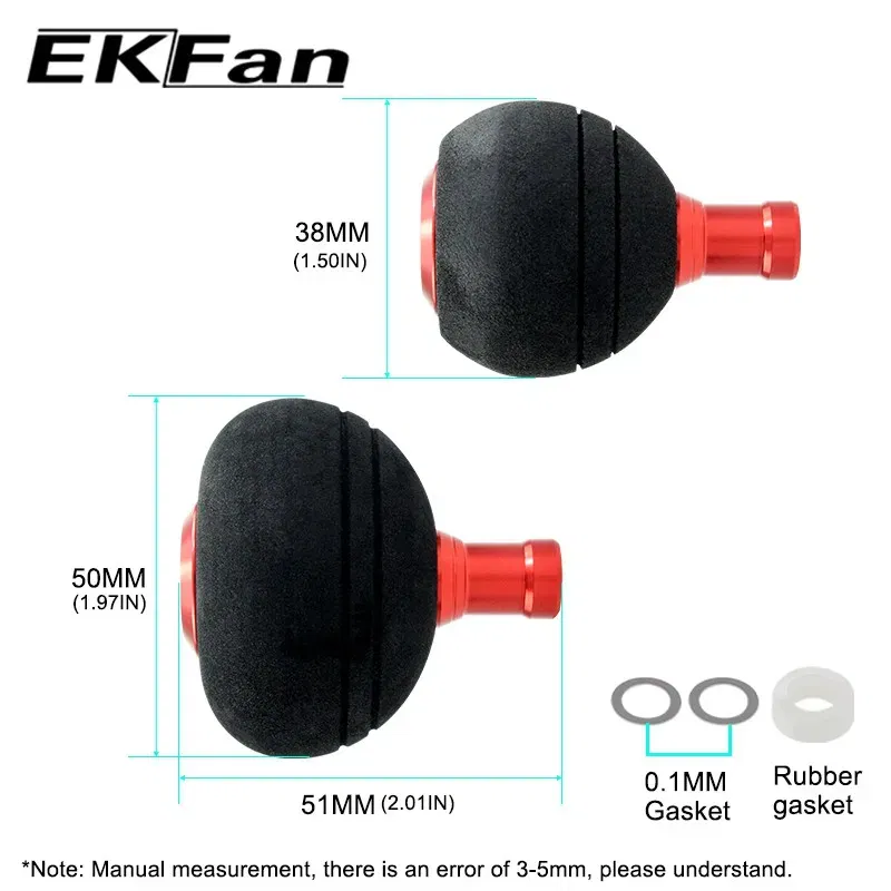Color: Red - EKfan 40/50MM  EVA Knobs Fishing Reel Handle For SHI&DAI Spining Baitcast 1000-5000