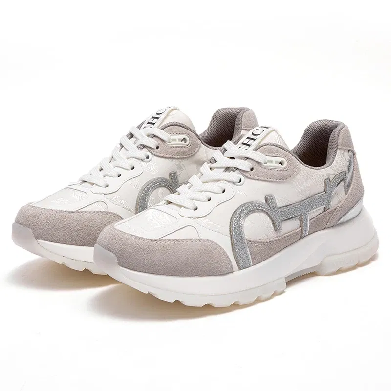 Color: Beige, Shoe Size: 35 - Women's Shoes Niche Design Balance Shoes Technology Versatile Splicing Ladies Shoes Fashion Classic Casual Female Sports Shoes