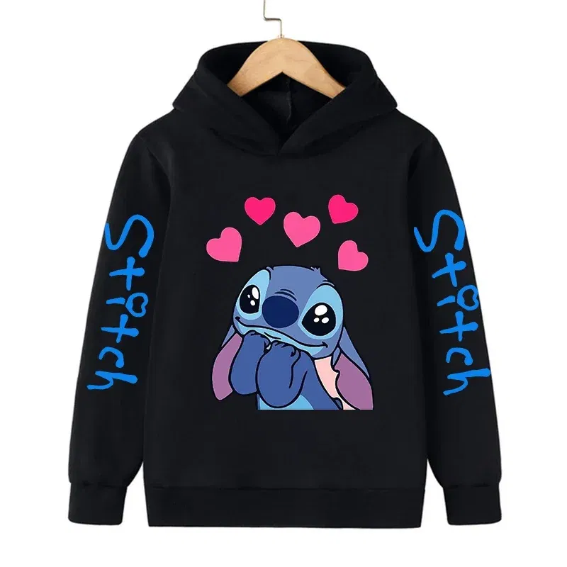 Color: Orange, Size: >40cm - New in Cool Stitch Hoodie Children Cartoon Clothes Kid Girl Boy Lilo and Stitch Sweatshirt Manga Hoody Baby Casual Top