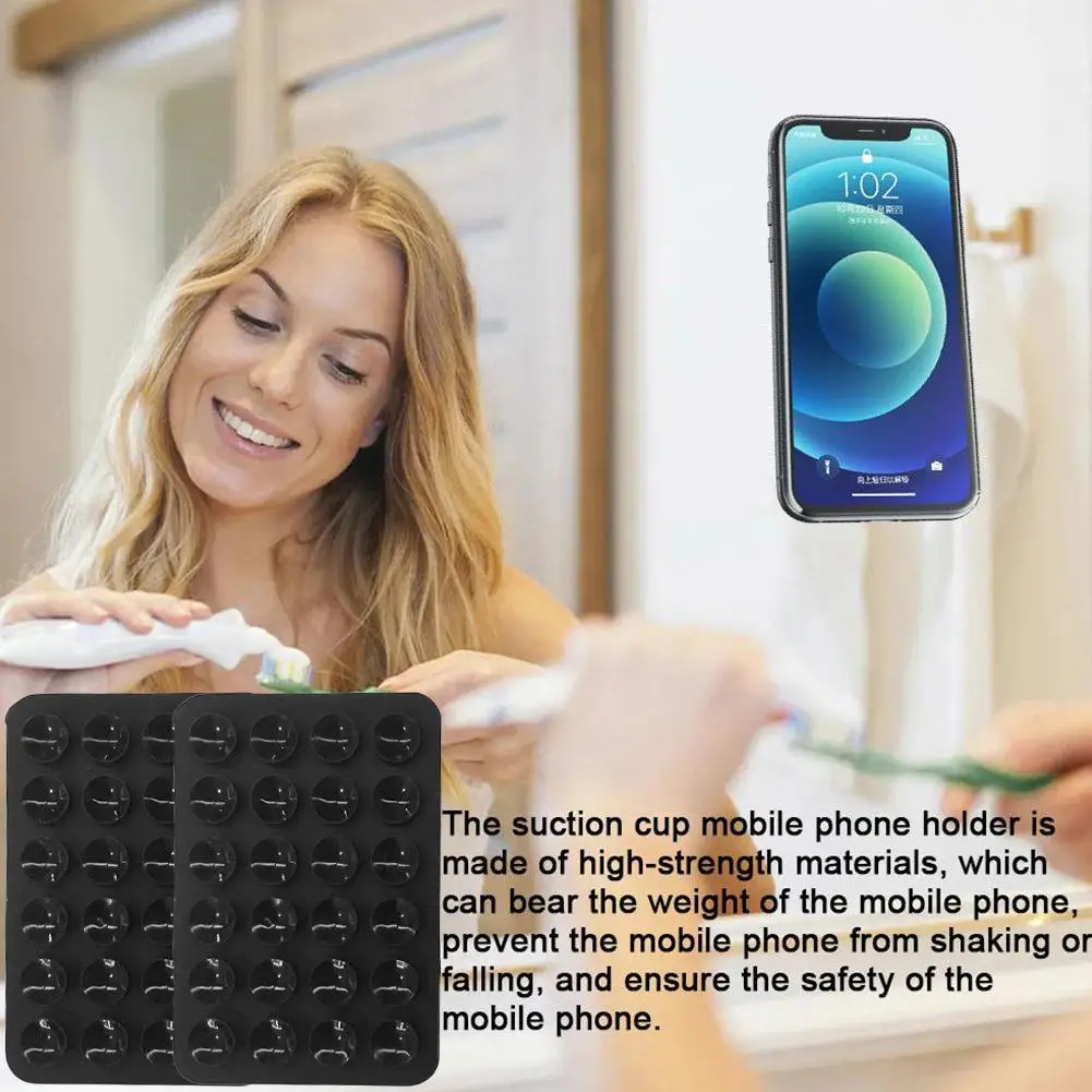 Color: WHITE, Ships From: CHINA - Multifunctional Mobile Phone Silicone Suction Cup 24 Square Mobile Phone Single-Sided Case Anti-Slip Holder Mount Suction