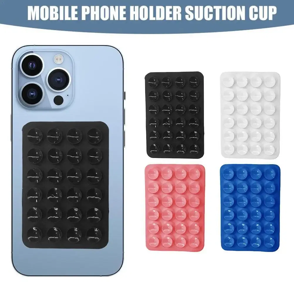 Color: WHITE, Ships From: CHINA - Multifunctional Mobile Phone Silicone Suction Cup 24 Square Mobile Phone Single-Sided Case Anti-Slip Holder Mount Suction