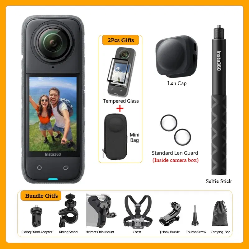 Bundle: Bundle2, Color: Pink, Ships From: CHINA - Top Insta360 X4 Now arrival 8K Waterproof 360 Action Camera, 4K Wide-Angle Video 2290mAh Battery Insta360 X4 Sport Camera