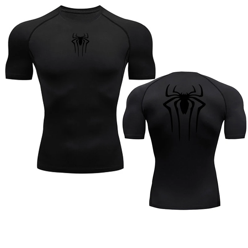 Color: GRAY, Size: XL - Printed Men's Athletic Compression Shirts Athletic Quick Dry Breathable Rash Guard Athletic Tight Workout Tops Summer Men