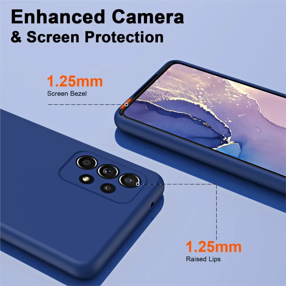 Color: Light purple, Material: Pc + tpu - Solid Silicone Protect Case For Samsung Galaxy A13 A23 A33 A53 A73 A12 A22 A32 A52 A52S A72 A04 A04S A14 A24 4G A34 A54 Cover