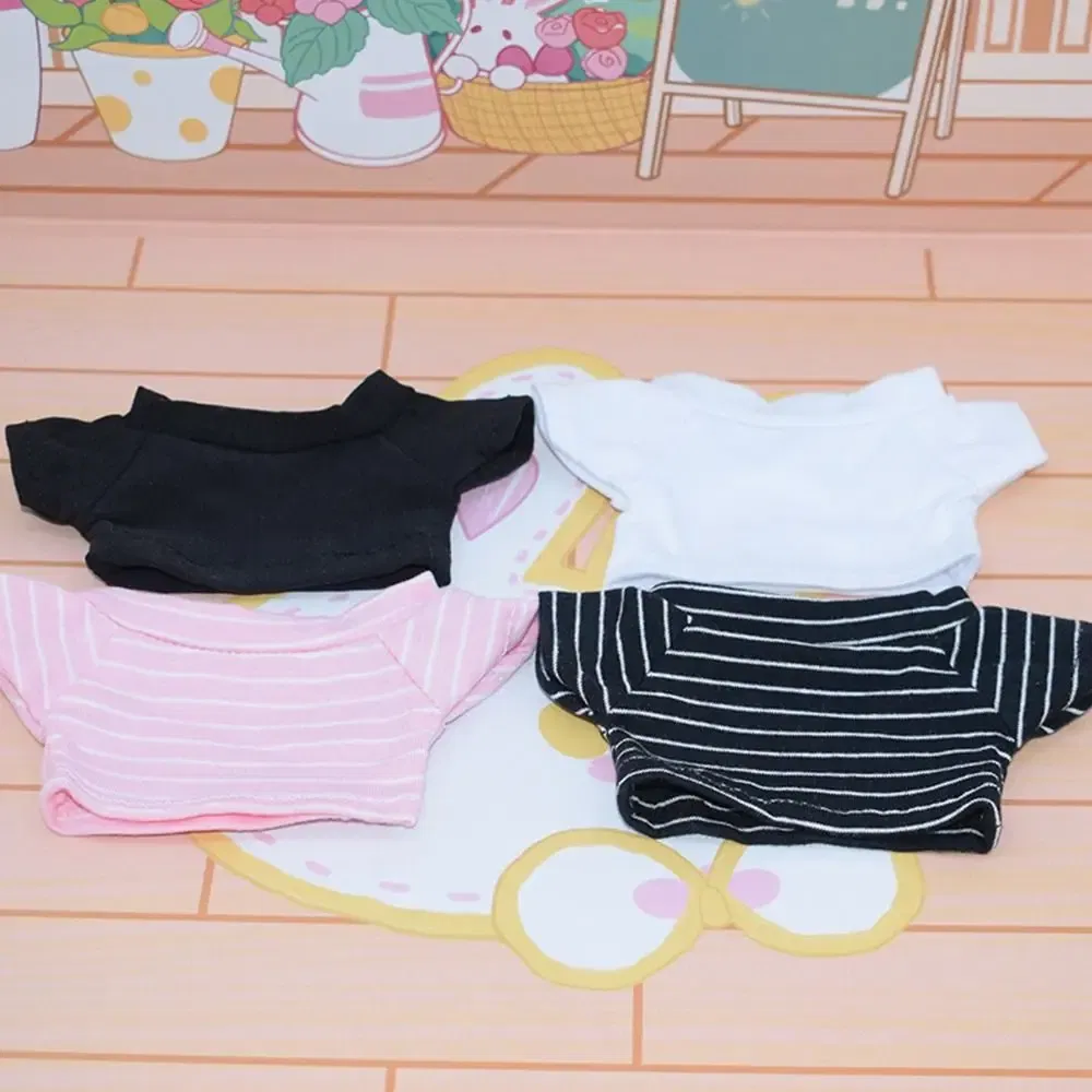 Color: Sky blue - 15CM Doll Clothes Pants Fashion Tops Striped T-shirt Casual Wears Jeans Shorts For 1/12 Dolls Accessories Plush Animal Kids Toys