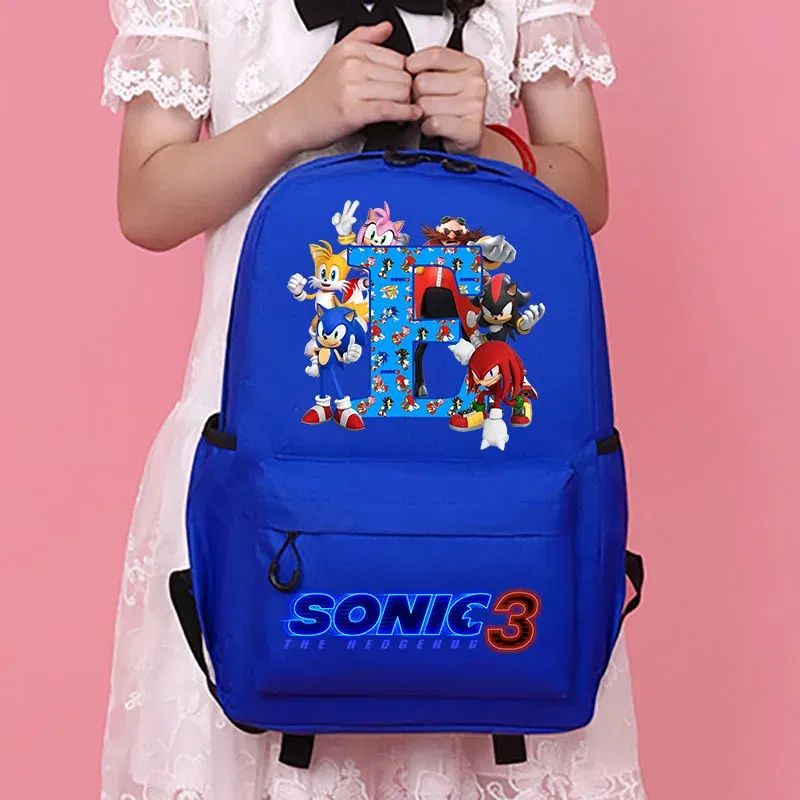 Color: Clear, Size: 40cm - Sonics Children Cartoon Schoolbag Kids Anime Cute Backpack Boy Fashion Knapsack Student Casual Shoulders Book Bag Xmas Gift 2025