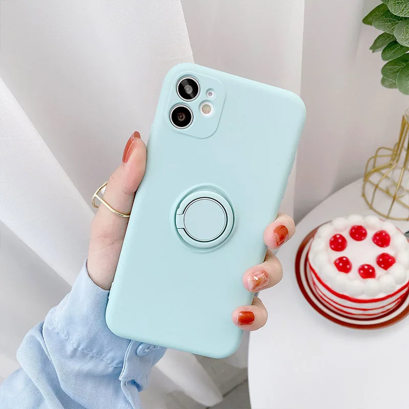 Color: Khaki, Compatible-Phone Models: For iPhone 14 Pro, Ships From: CN - With Ring Holder Shockproof Case For IPhone 16 15 14 13 12 11 Pro Max Silicone TPU Soft Back Cover