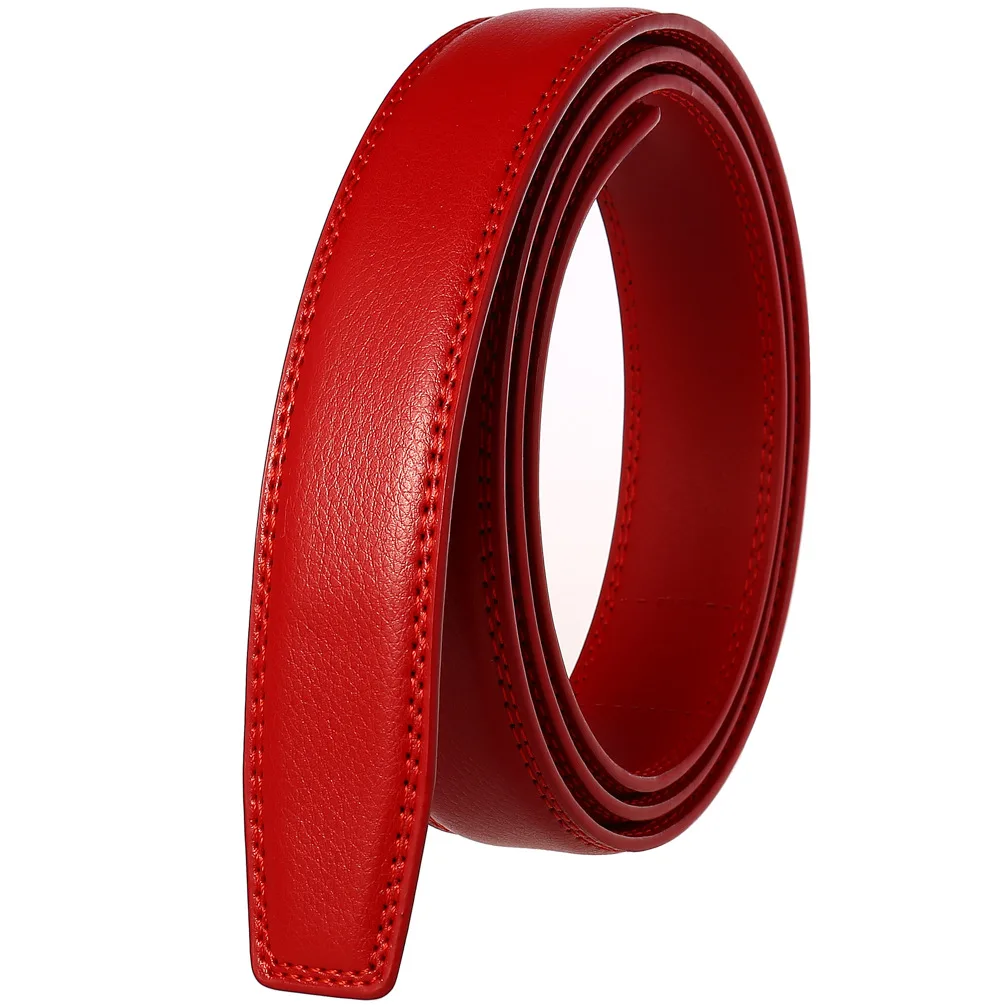 Color: WHITE, Belt Length: 115CM - 90-130cm Brand No Buckle 3.0cm Wide Genuine Leather Automatic Belt Body Strap Without Buckle Belts Men Good Quality No Holes