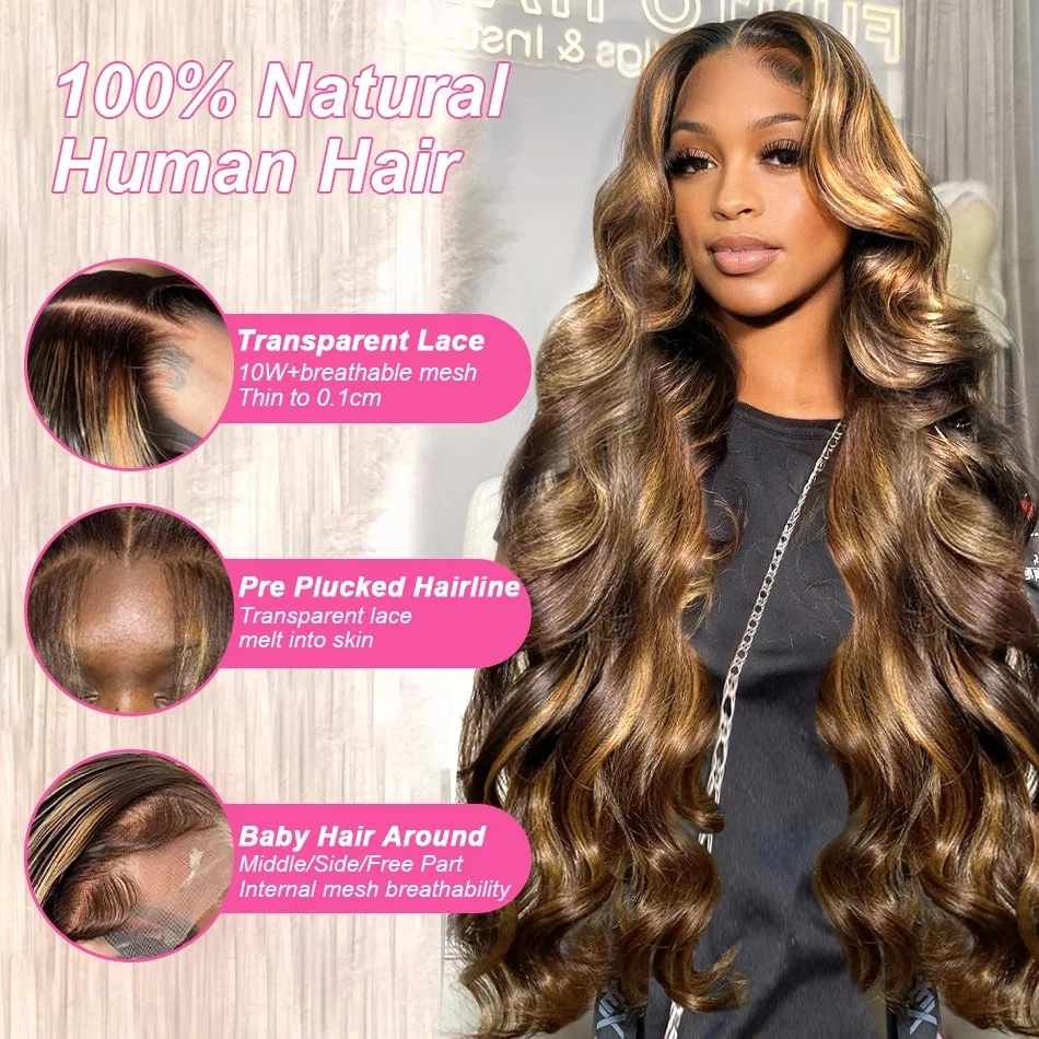Stretched Length: 8inches, Hair Color: #16, Density: 180%, Ships From: CHINA - Highlight Wig Human Hair P4/27 Body Wave Wigs Highlight 13x6 Hd Lace Frontal Wig Human Hair 13x4 Hd Lace Front Human Hair Wigs