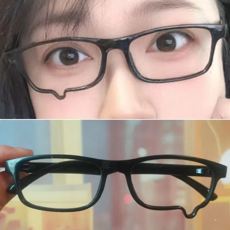 Frame Color: MULTI - Japanese Anime Y2K Teardrop Cosplay Small Square Glasses Women's Retro Harajuku Glasses Clear Blue Light Blocking Eyewears