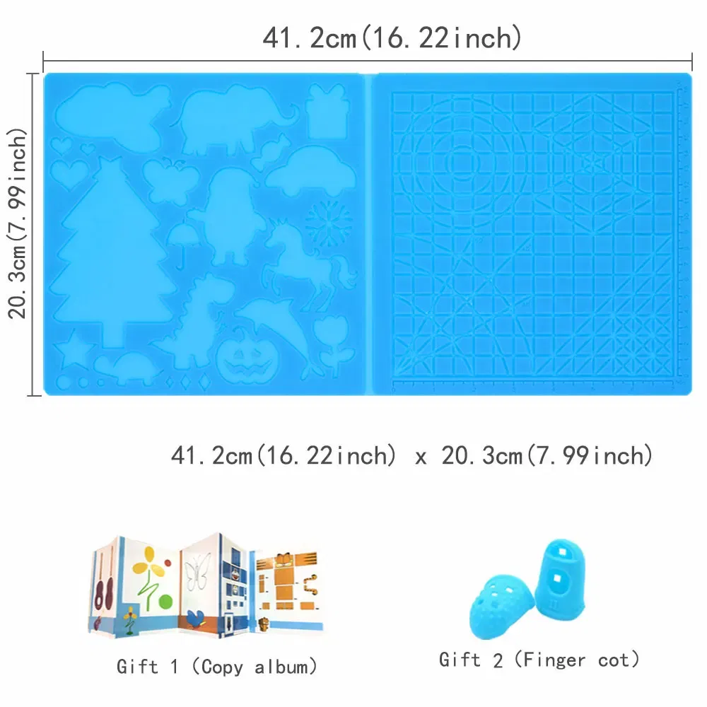 color: Gold - Silicone Design Rubber Pad for 3D Printing Pen with 2 Finger Protectors Template Drawing Tools for Kids Adults Drawing DIY Tools