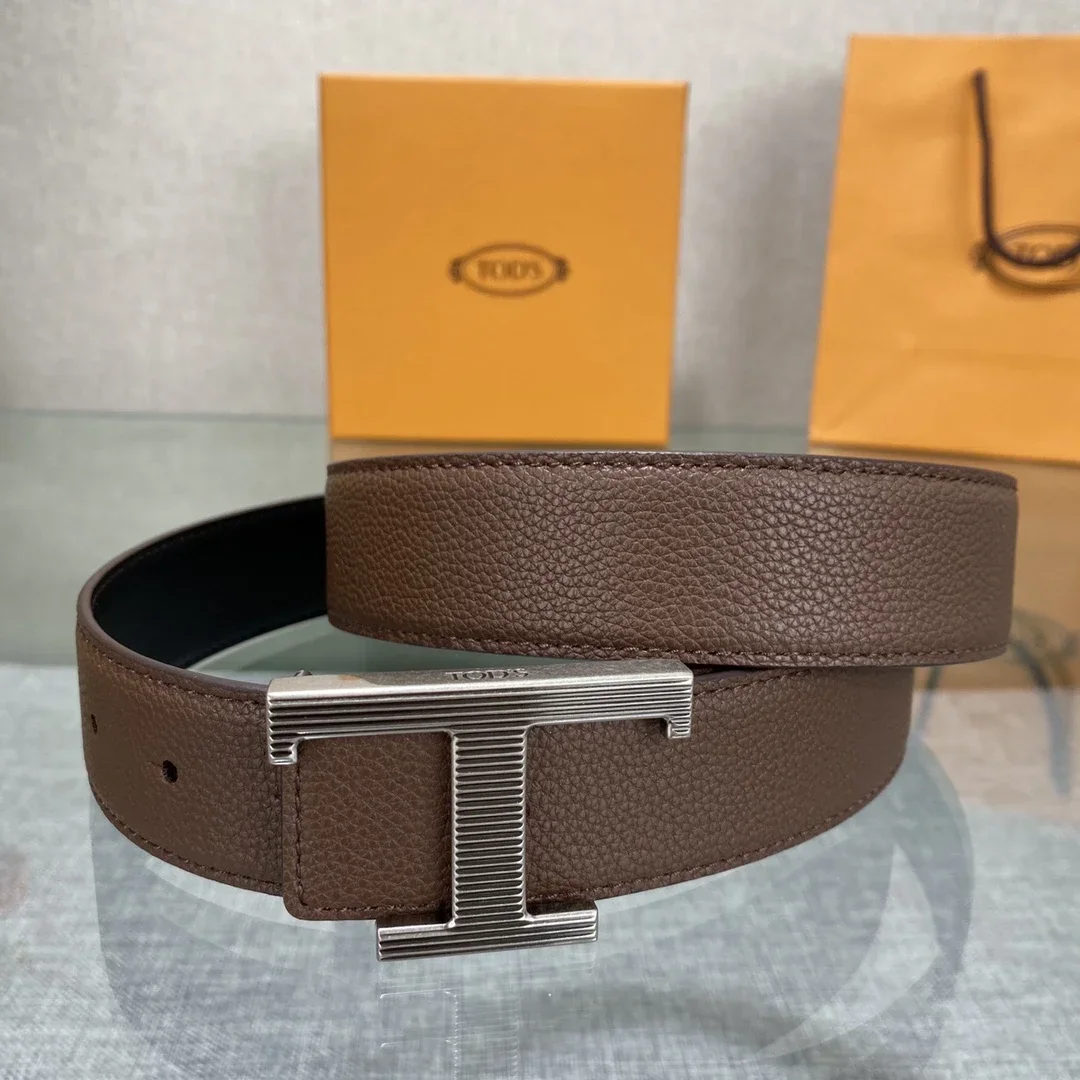 Color: Gold, Belt Length: 105CM - New Style Leather Belt for Men and Women, Classic Cowhide T Buckle Design Belt, Light Luxury, Classic and Versatile Gift