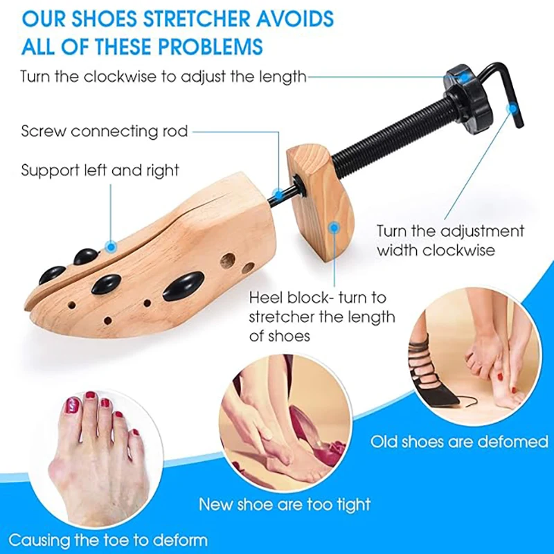 Color: Beige - 1PCS Shoe Stretcher Women & Men Wide Feet,Wood Shoe Stretcher Adjustable Large Size Shoe Expander Widener Stretch Length Width