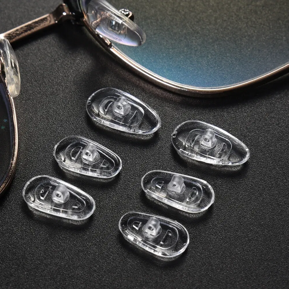 Color: black - Eyeglasses Nose Pads with Screwdriver Soft Oval Silicone Air Chamber Glasses Anti-slip Nose Pad Screw Replacement Repair Tools