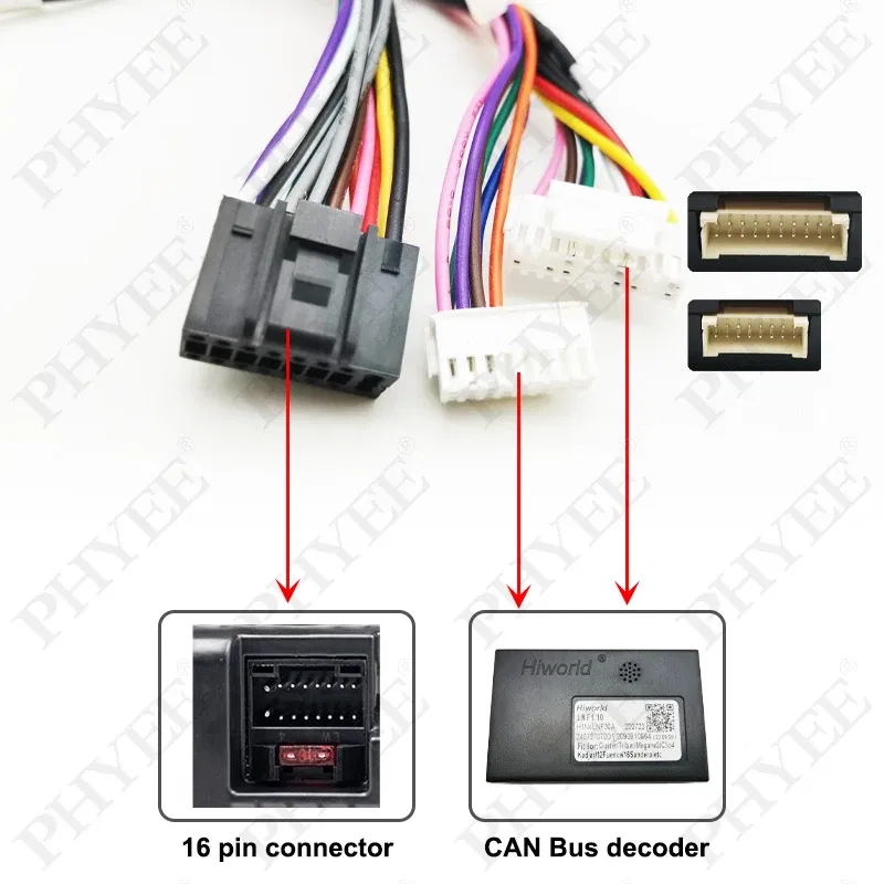 Color Name: Black, Ships From: CHINA - Wiring Harness CAN BUS Decoder 16 Pin Plug Connector Car Android Cable Adapter for Renault Clio 4 Captur Trafic Duster Sandero 2