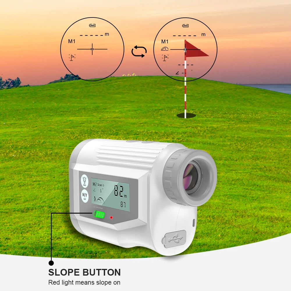 Color: Green - NOHAWK Golf Laser Rangefinder USB Rechargeable with Slope Compensation For Golfer Range Finder Hunting Monocular