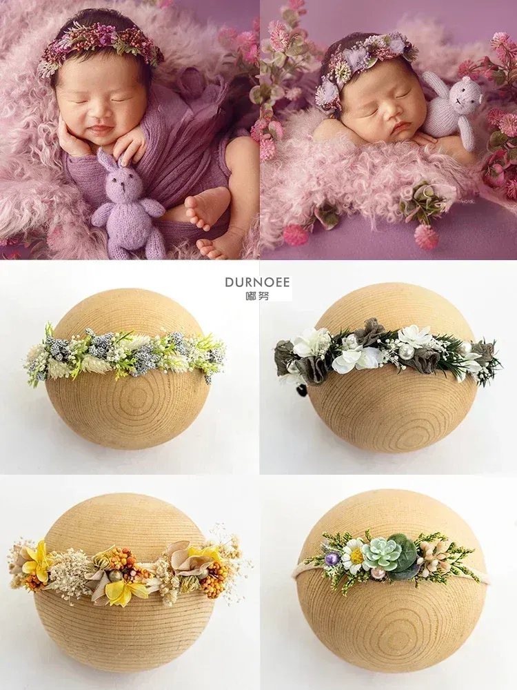 Color: Chocolate - Baby Headband Newborn Photography Flower Headbands Baby Photo Infant Headwear
