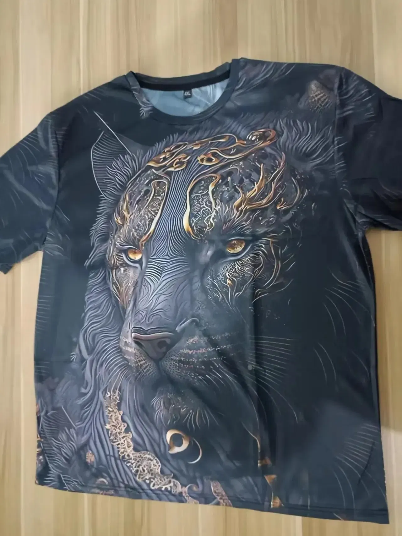 Size: XL, Color: Green - Daily Oversized Men's T-Shirt 3D Lion Print Tees Tops Summer Casual Animal Pattern Streetwear New Fashion Street Men Clothing