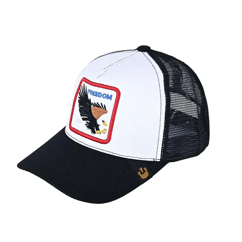 Color: PEACOCK BLUE - Baseball Caps Men Women Snapback Hip Hop Cap With Fashion Animals Embroidery Summer Breathable Mesh Trucker Caps Streetwear Bone