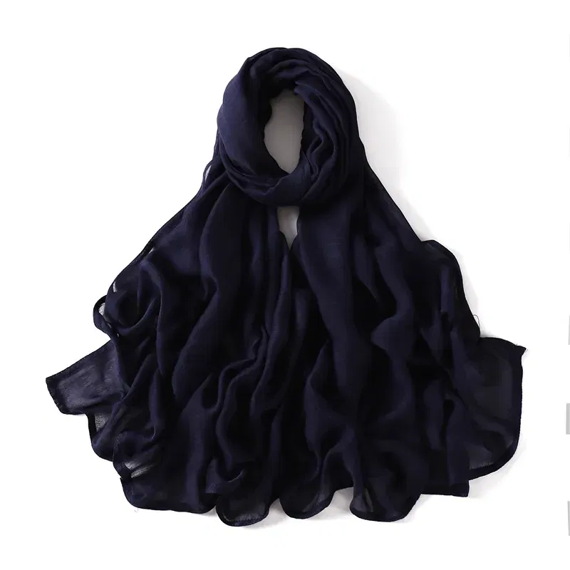 Color: Brown - Women Big Size Plain Solid Cotton Rayon Hijab Scarf Lady High Quality Wraps and Shawls Musulman Headband Islamic Turban 180*95Cm
